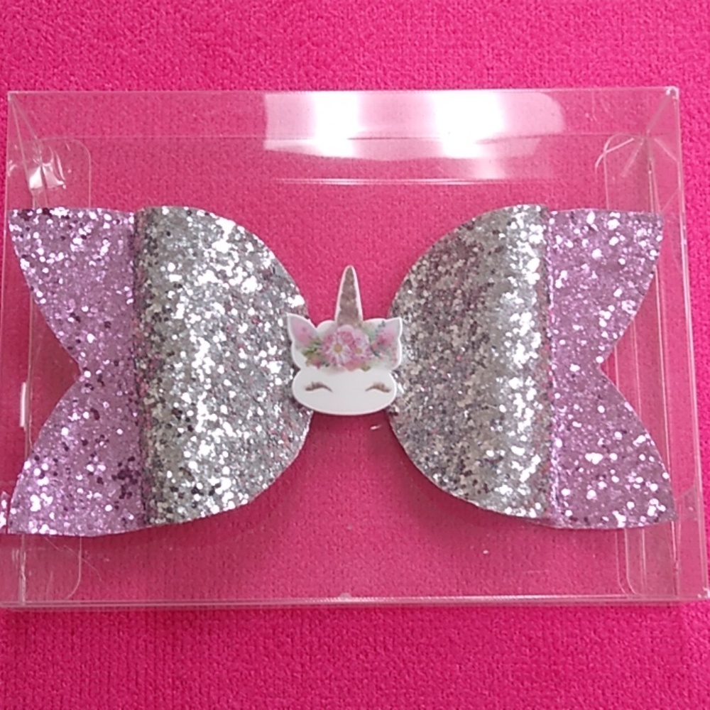 Handmade unicorn Faux leather hairbow